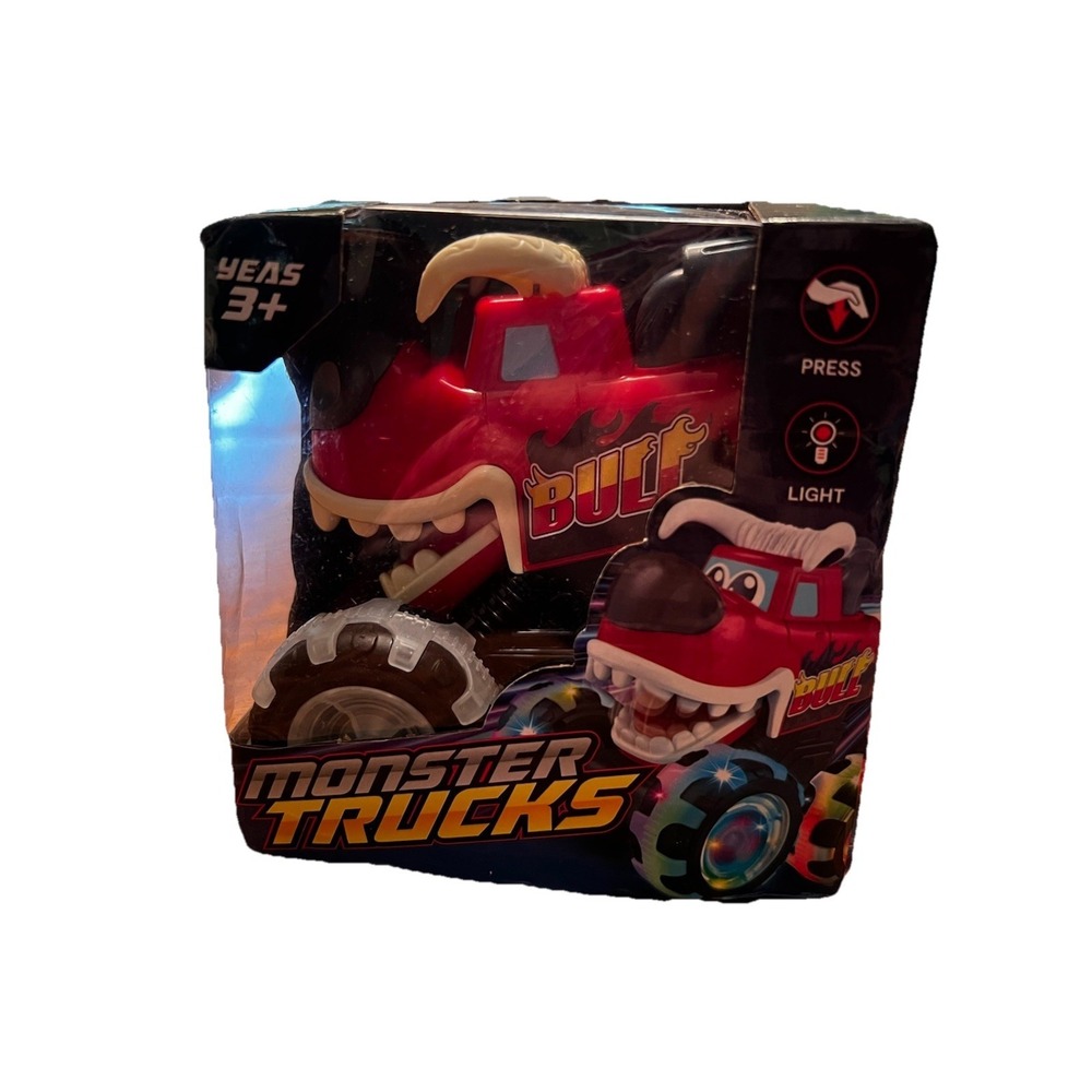 BULL Monster Truck Toy Color Changing LED Wheels Press & Go Light Up Car NIB